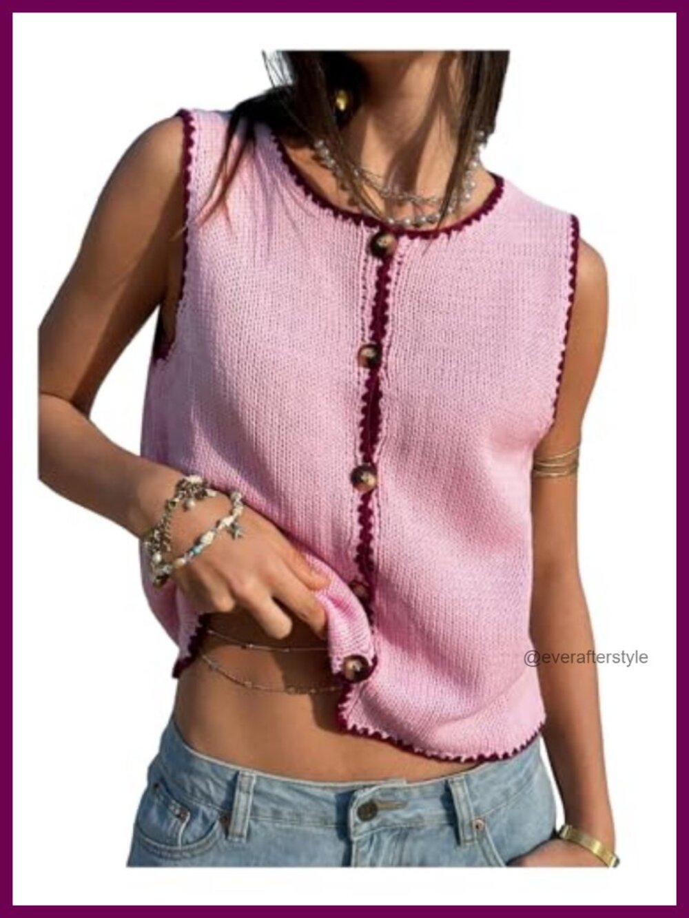 Women's Cropped Knit Sweater Vest Button Down Sleeveless Cardigan